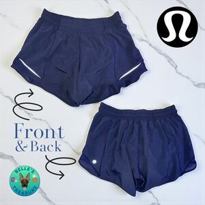 Lululemon Hotty Hot Shorts 4" Women's 6 Athletic Navy Blue Reflective Running